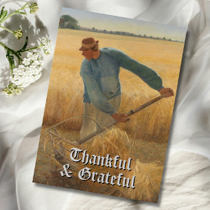Vintage Trendy Grateful and Thankful Harvest Holiday Card
