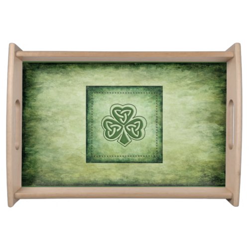 Vintage trendy grundge Irish shamrock Serving Tray