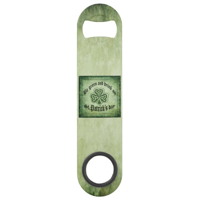 Vintage trendy grundge Irish shamrock Speed Bottle Opener (Front)