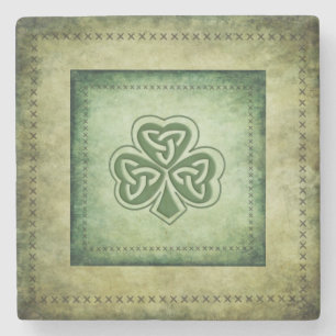 Vintage trendy grundge Irish shamrock Stone Coaster