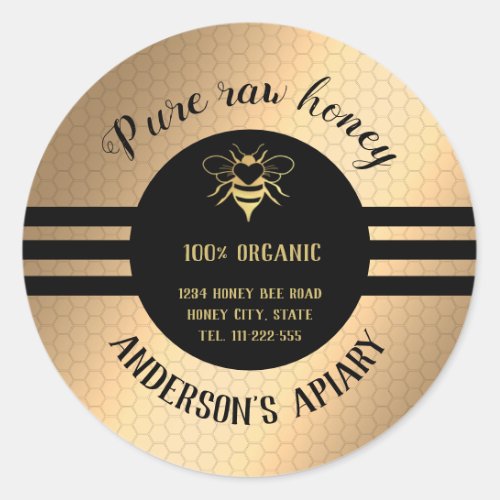 Vintage trendy honey jar bee apiary classic round  classic round sticker