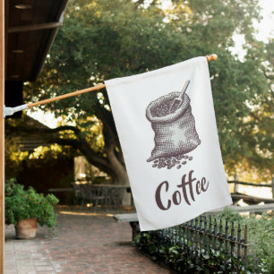 Vintage Trendy Modern Coffee Open Sign Flag