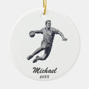 Vintage Trendy Modern Handball Player Personalized Ceramic Ornament