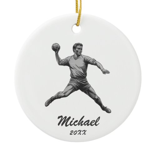 Vintage Trendy Modern Handball Player Personalized Ceramic Ornament