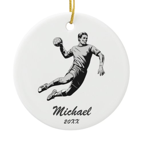 Vintage Trendy Modern Handball Player Personalized Ceramic Ornament
