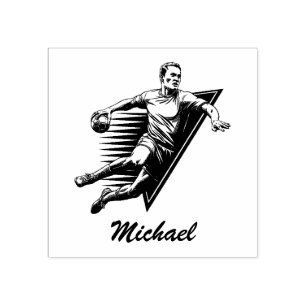 Vintage Trendy Modern Handball Player Personalized Rubber Stamp