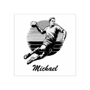 Vintage Trendy Modern Handball Player Personalized Rubber Stamp
