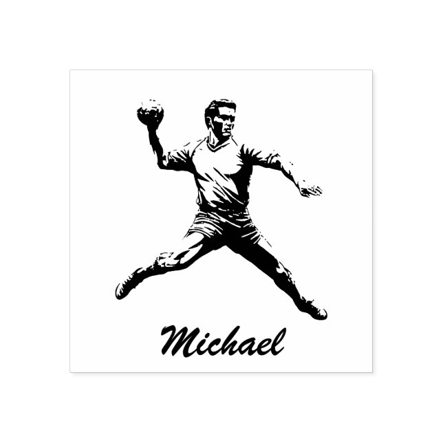 Vintage Trendy Modern Handball Player Personalized Rubber Stamp (Imprint)
