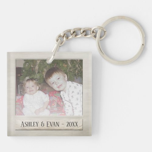Vintage Trendy Photo Frame with One Photo Keychain