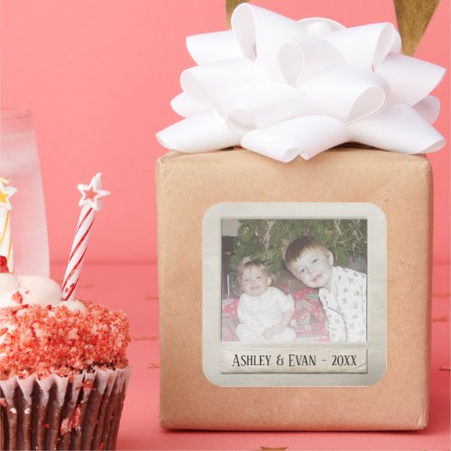 Vintage Trendy Photo Frame with One Photo Square Sticker