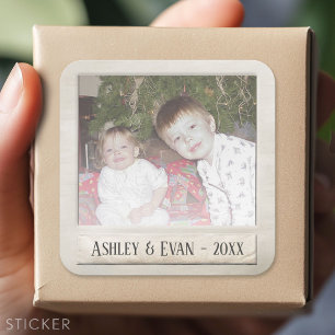 Vintage Trendy Photo Frame with One Photo Square Sticker