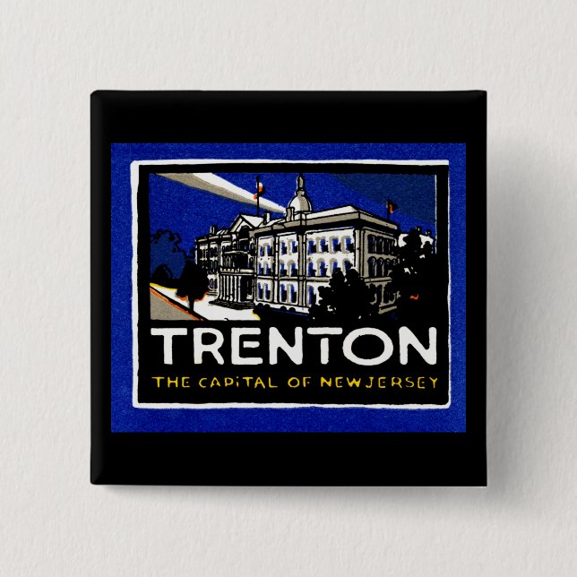 Vintage Trenton NJ Poster Pinback Button (Front)