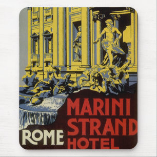 Vintage Trevi Fountain, Marini Strand Hotel, Rome Mouse Pad