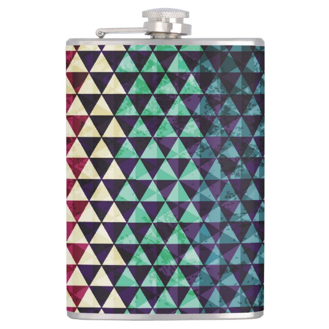 Vintage Triangle Geometric Seamless Pattern Flask (Front)