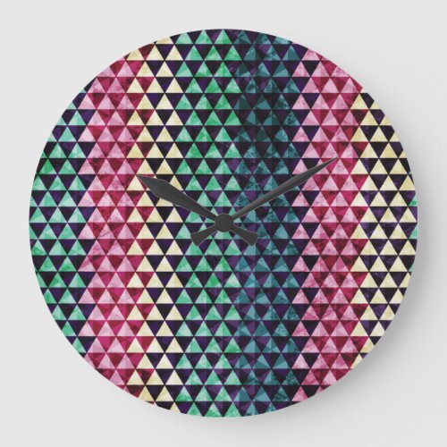 Vintage Triangle Geometric Seamless Pattern Large Clock