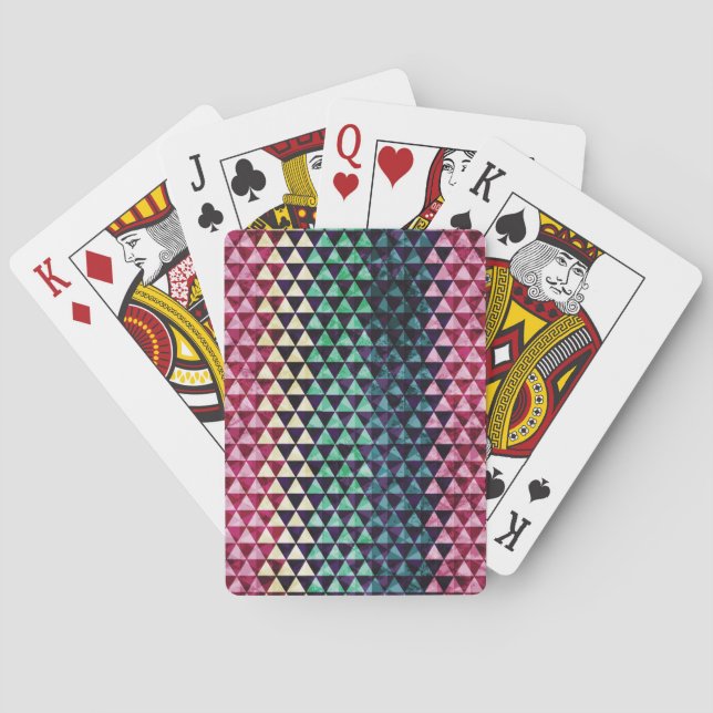 Vintage Triangle Geometric Seamless Pattern Poker Cards (Back)