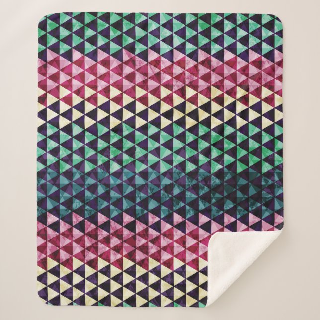 Vintage Triangle Geometric Seamless Pattern Sherpa Blanket (Front)