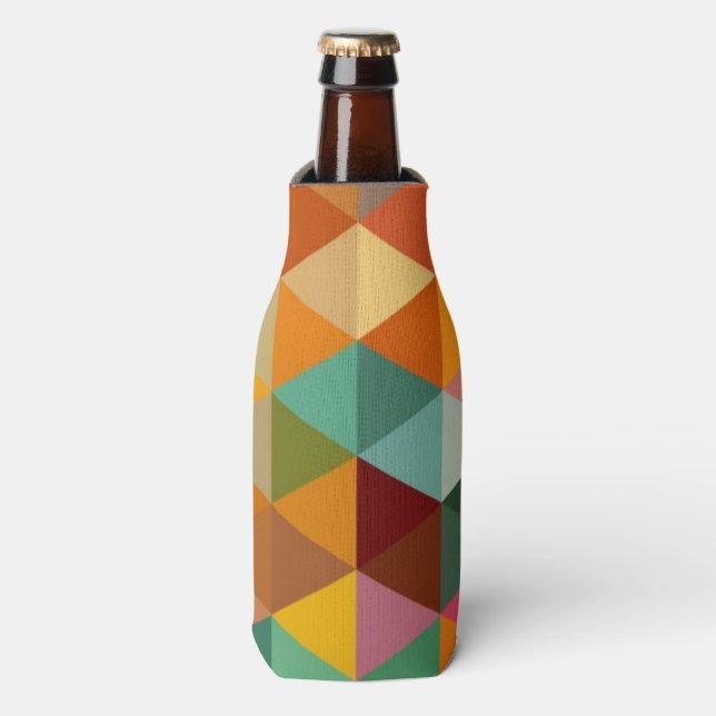 Vintage Triangles Pattern Background. Bottle Cooler (Bottle Front)