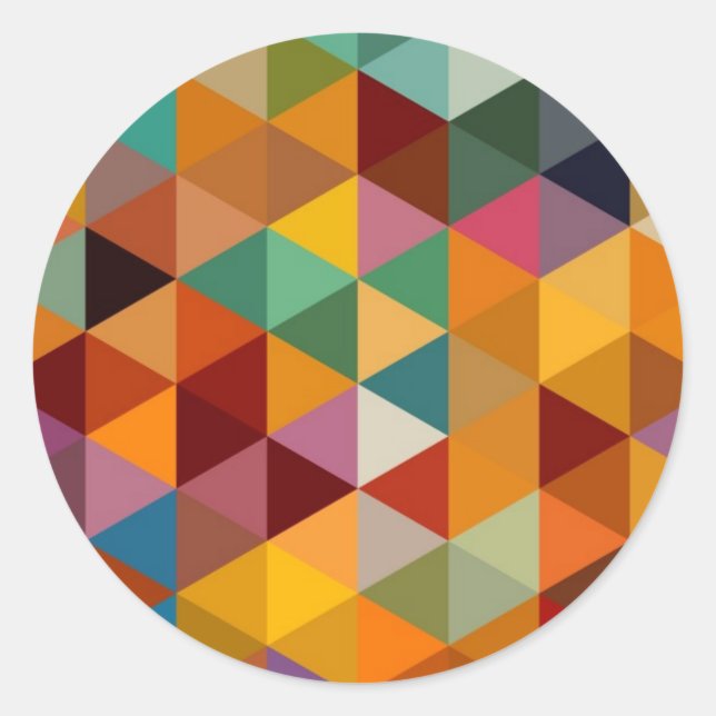 Vintage Triangles Pattern Background. Classic Round Sticker (Front)
