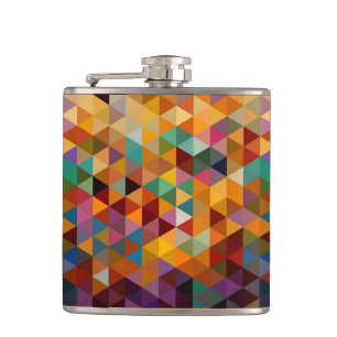Vintage Triangles Pattern Background. Hip Flask