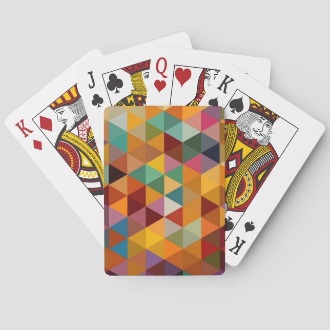 Vintage Triangles Pattern Background. Poker Cards (Back)