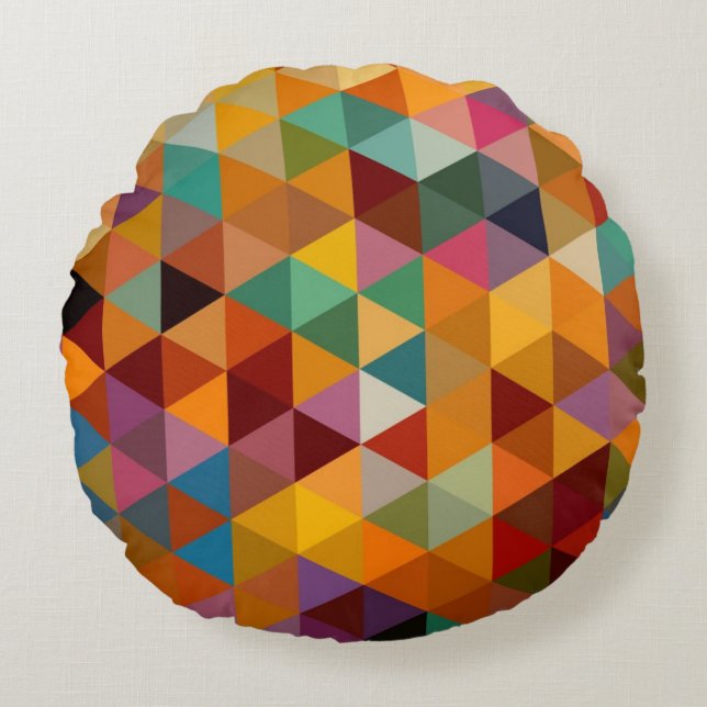 Vintage Triangles Pattern Background. Round Pillow (Front)