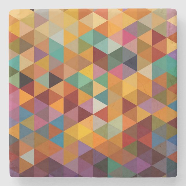 Vintage Triangles Pattern Background. Stone Coaster (Front)