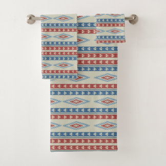Vintage Tribal Arrows In Red And Blue Bath Towel Set