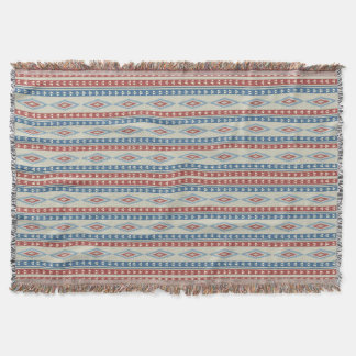 Vintage Tribal Arrows In Red And Blue Throw Blanket
