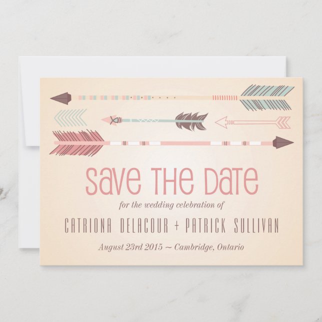 Vintage Tribal Arrows Save the Date Announcement (Front)