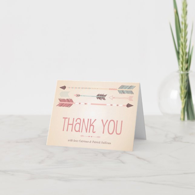 Vintage Tribal Arrows Thank You Card (Front)