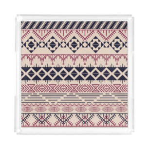 Vintage tribal Aztec background, ethnic pattern. Acrylic Tray