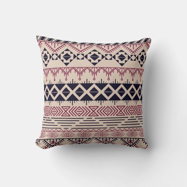 Vintage tribal Aztec background, ethnic pattern. Throw Pillow (Front)