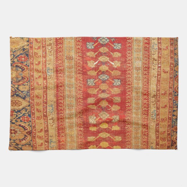 Vintage Tribal Diamonds Pattern Red Towel (Horizontal)