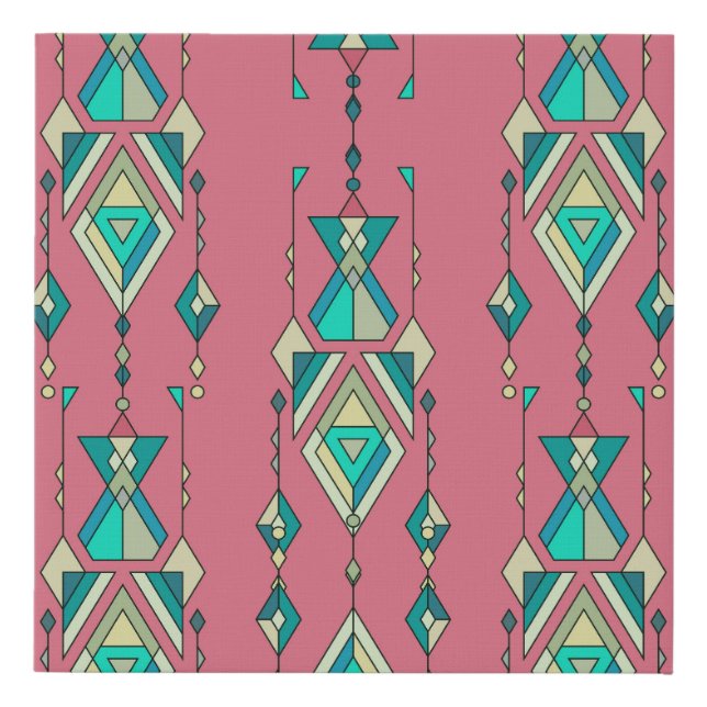 Vintage Tribal: Ethnic Seamless Pattern Faux Canvas Print (Front)