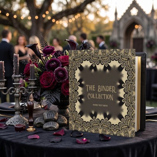 Vintage Tribal Gothic Tattoo Decorative Gold Black 3 Ring Binder