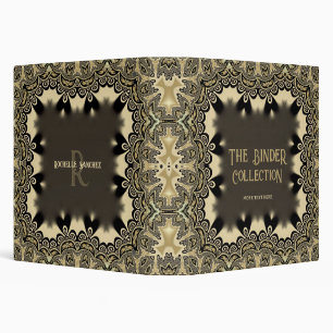 Vintage Tribal Gothic Tattoo Decorative Gold Black 3 Ring Binder