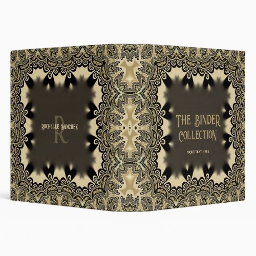 Vintage Tribal Gothic Tattoo Decorative Gold Black 3 Ring Binder