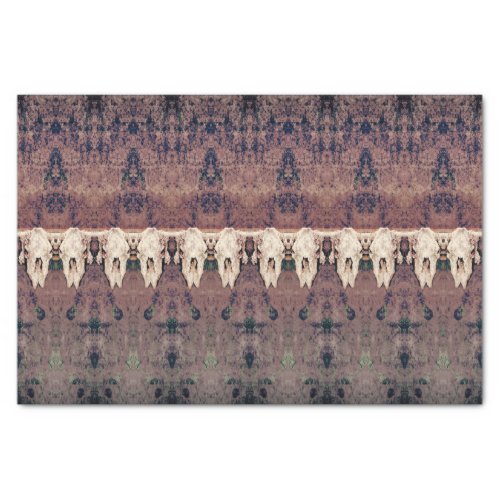 Vintage Tribal Pattern Brown Bull Cow Skull Tissue Paper