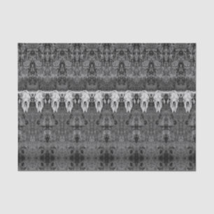 Vintage Tribal Pattern Gray Bull Cow Skull Tissue Paper