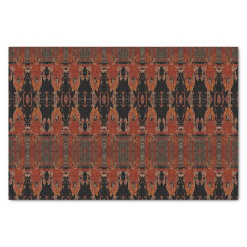 Vintage Tribal Pattern Orange Black Art Bull Skull Tissue Paper