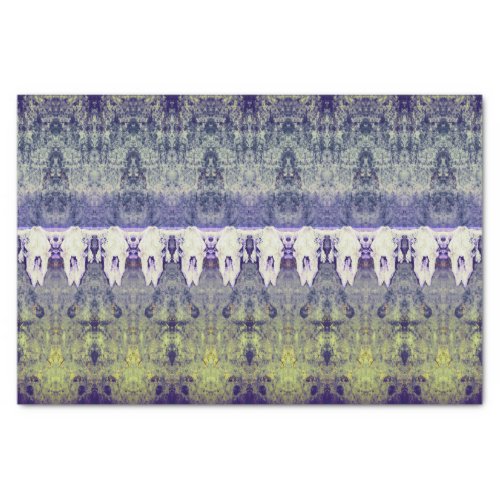 Vintage Tribal Pattern Purple Yellow Bull Skull Tissue Paper