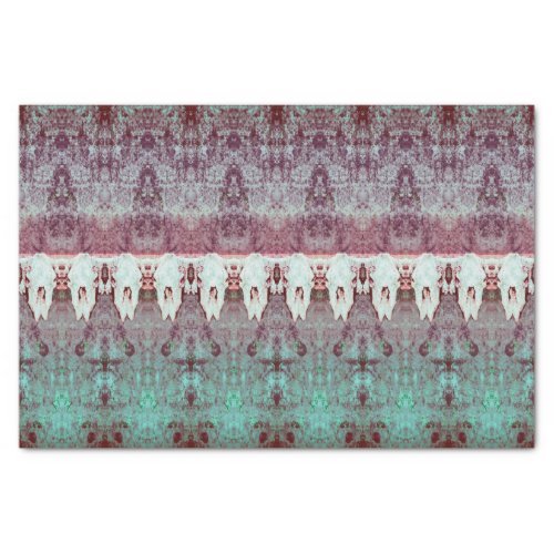 Vintage Tribal Pattern Teal Bull Cow Skull Country Tissue Paper