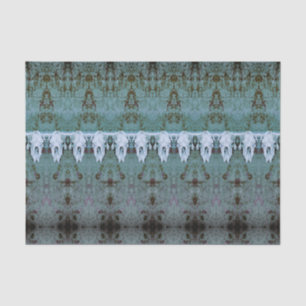 Vintage Tribal Pattern Teal White Bull Cow Skull Tissue Paper