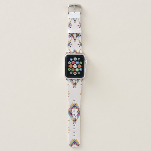 vintage tribal seamless pattern with bull skull an apple watch band