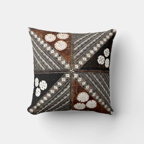 Vintage Tribal Tapa Pattern from Fiji Throw Pillow