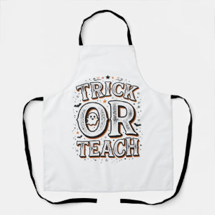 Vintage Trick Or Teach Halloween Teacher Shirt Des Apron