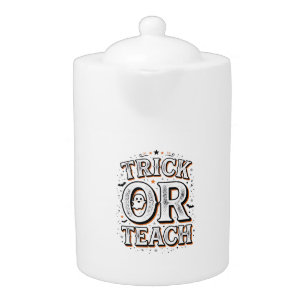 Vintage Trick Or Teach Halloween Teacher Shirt Des Teapot