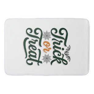 Vintage Trick Or Treat Halloween Typography Design Bath Mat