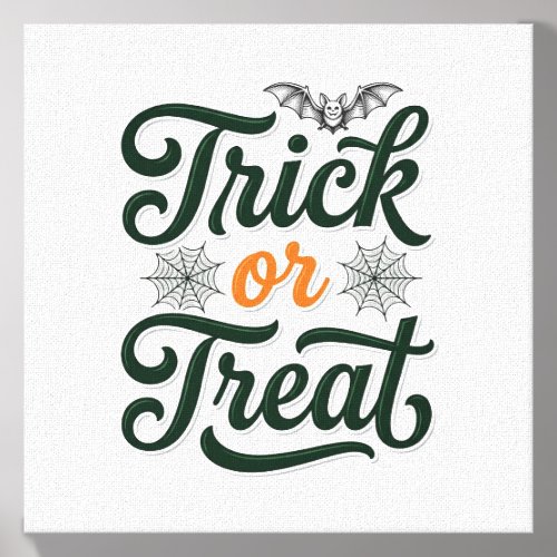 Vintage Trick Or Treat Halloween Typography Design Canvas Photo Tile